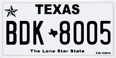 TX license plate BDK8005