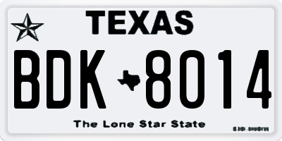 TX license plate BDK8014