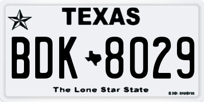 TX license plate BDK8029