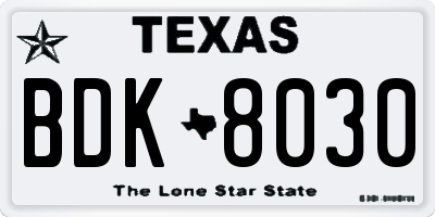 TX license plate BDK8030