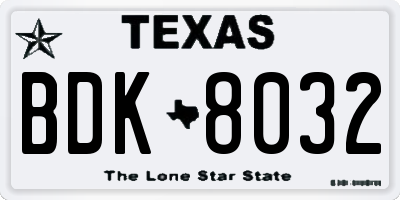TX license plate BDK8032