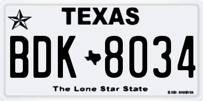 TX license plate BDK8034