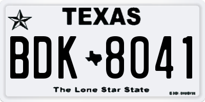TX license plate BDK8041