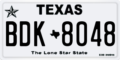TX license plate BDK8048