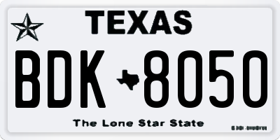 TX license plate BDK8050