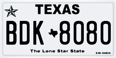 TX license plate BDK8080