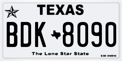 TX license plate BDK8090