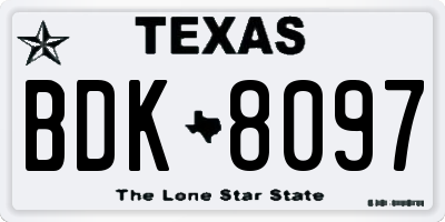 TX license plate BDK8097