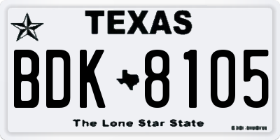 TX license plate BDK8105