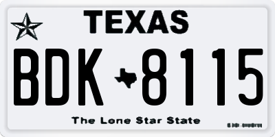 TX license plate BDK8115
