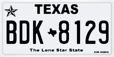 TX license plate BDK8129