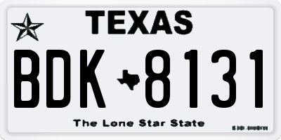 TX license plate BDK8131