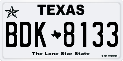 TX license plate BDK8133