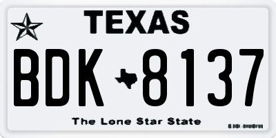 TX license plate BDK8137