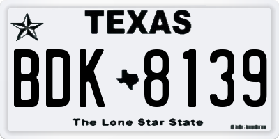 TX license plate BDK8139