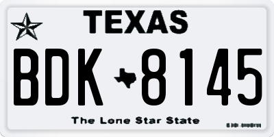 TX license plate BDK8145