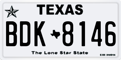 TX license plate BDK8146