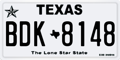 TX license plate BDK8148