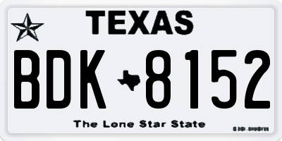 TX license plate BDK8152