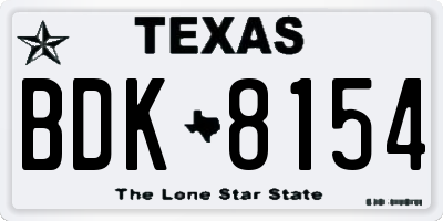 TX license plate BDK8154