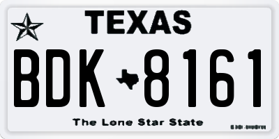 TX license plate BDK8161