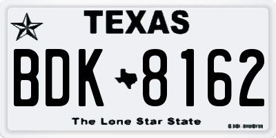 TX license plate BDK8162