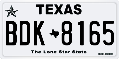 TX license plate BDK8165