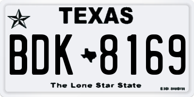 TX license plate BDK8169