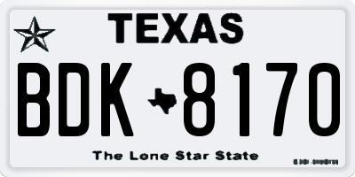 TX license plate BDK8170