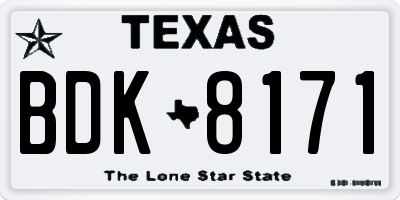 TX license plate BDK8171