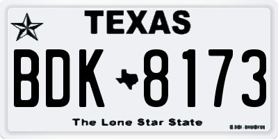 TX license plate BDK8173