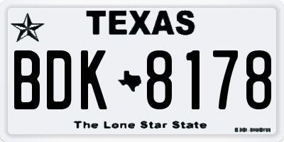 TX license plate BDK8178