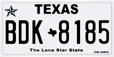 TX license plate BDK8185