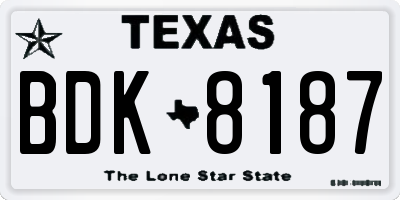 TX license plate BDK8187