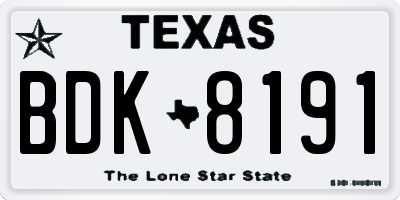 TX license plate BDK8191