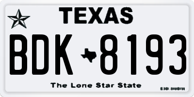 TX license plate BDK8193