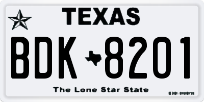TX license plate BDK8201