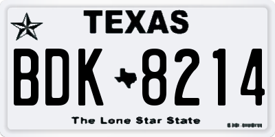 TX license plate BDK8214