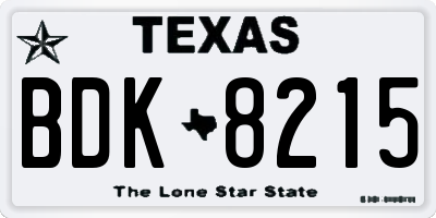 TX license plate BDK8215