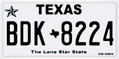 TX license plate BDK8224
