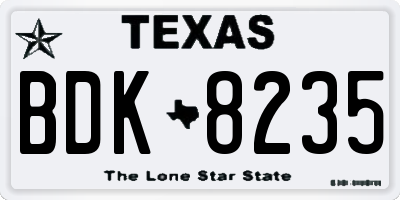 TX license plate BDK8235
