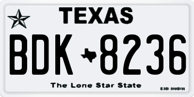 TX license plate BDK8236
