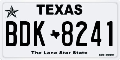 TX license plate BDK8241