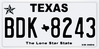 TX license plate BDK8243
