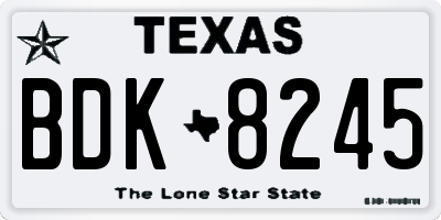 TX license plate BDK8245