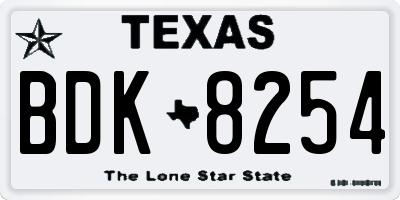 TX license plate BDK8254