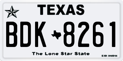 TX license plate BDK8261