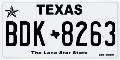 TX license plate BDK8263