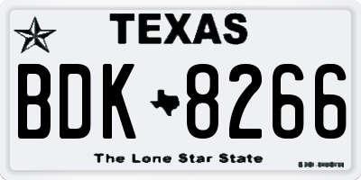 TX license plate BDK8266