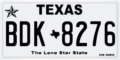 TX license plate BDK8276
